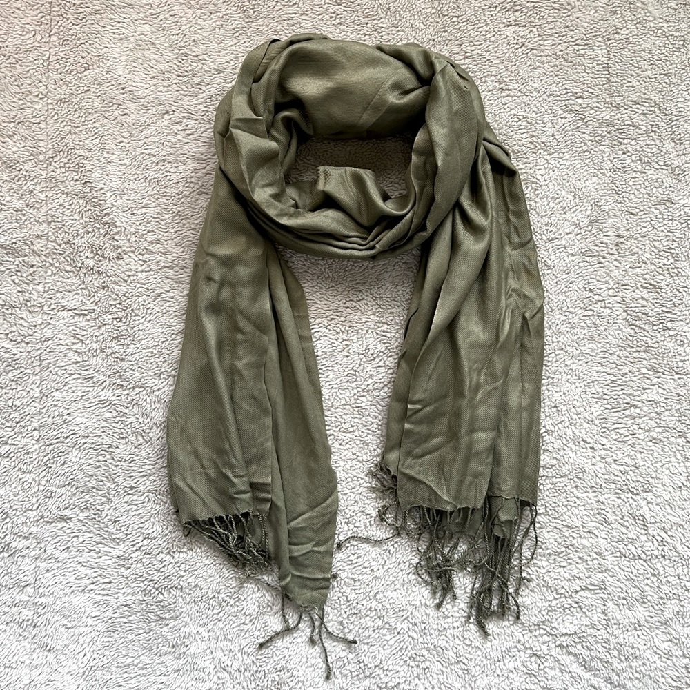 Olive Green Pashmina-style Scarf